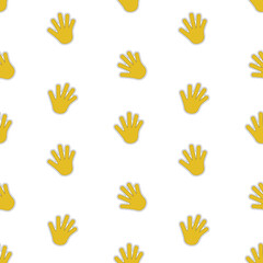 Pattern yellow hand on a white background. Can be used for cards, decor, background, packaging.