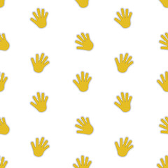 Pattern yellow hand on a white background. Can be used for cards, decor, background, packaging.