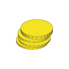 A bit of gold and yellow coins. Mountain of money. Suitable for label, logo, packaging, decoration.