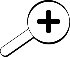 Fototapeta premium Black magnifier with plus sign. Suitable for label, logo, packaging, decor, background.