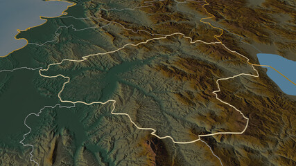 Elbasan, Albania - outlined. Relief