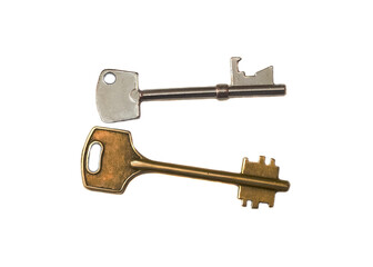 keys to apartment locks on a white background