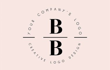 Letters BB B Logo set as a stamp or personal signature. Simple BB Icon with Circular Name Pattern.