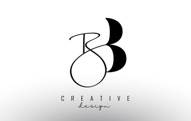 Letters BB B Logo with a minimalist design and handwritten letter. Simple BB Icon. - obrazy, fototapety, plakaty