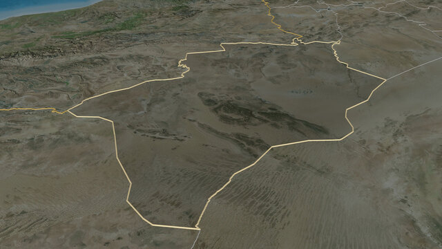 B&eacute;char, Algeria - outlined. Satellite