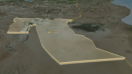 El Oued, Algeria - extruded with capital. Satellite