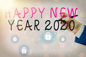 Text sign showing Happy New Year 2020. Business photo text celebration of the beginning of the calendar year 2020