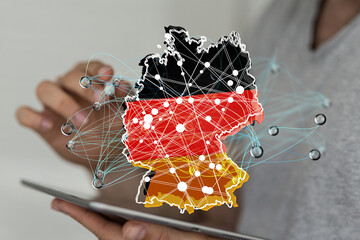 map of Germany. Wire frame 3D mesh