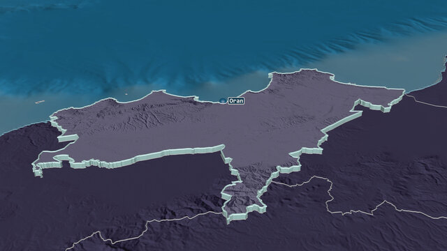 Oran, Algeria - extruded with capital. Administrative