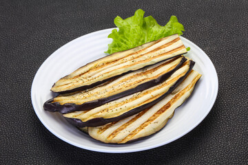 Grilled eggplant in the bowl