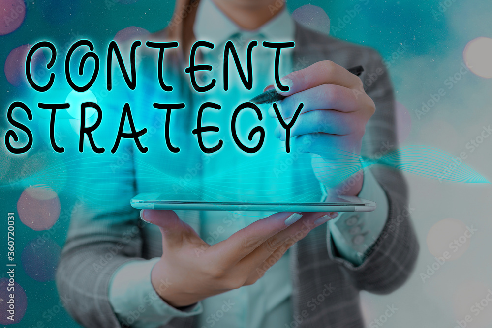 Poster handwriting text writing content strategy. conceptual photo important marketing approach distributed