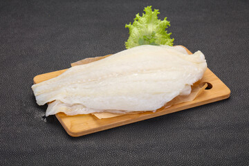 Raw halibut fillet