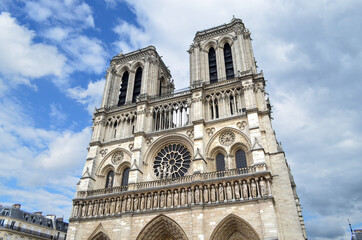 Fototapeta na wymiar Notre Dame de Paris Cathedral France. Gothic architecture in Paris before the fire.