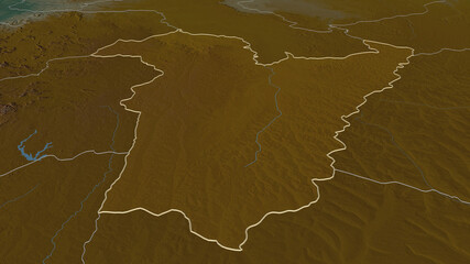 Bié, Angola - outlined. Relief