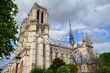 Obraz premium Notre Dame de Paris Cathedral France. Gothic architecture in Paris before the fire.