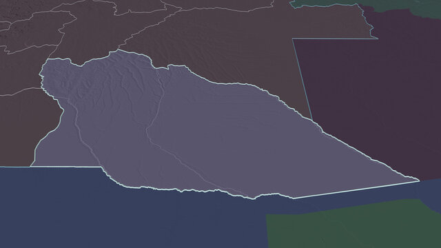 Cuando Cubango, Angola - outlined. Administrative
