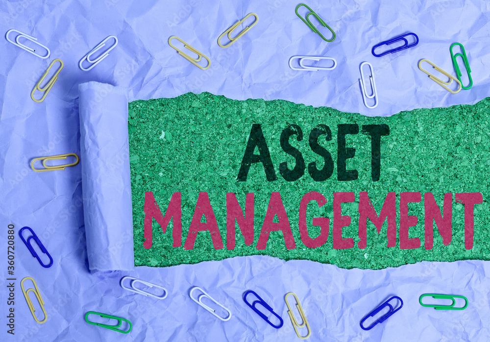 Poster writing note showing asset management. business concept for precise handling of resources for future