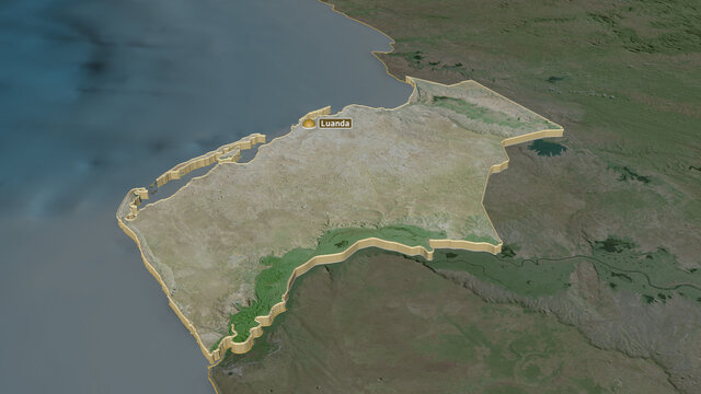 Luanda, Angola - extruded with capital. Satellite