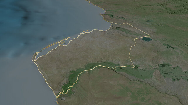 Luanda, Angola - outlined. Satellite