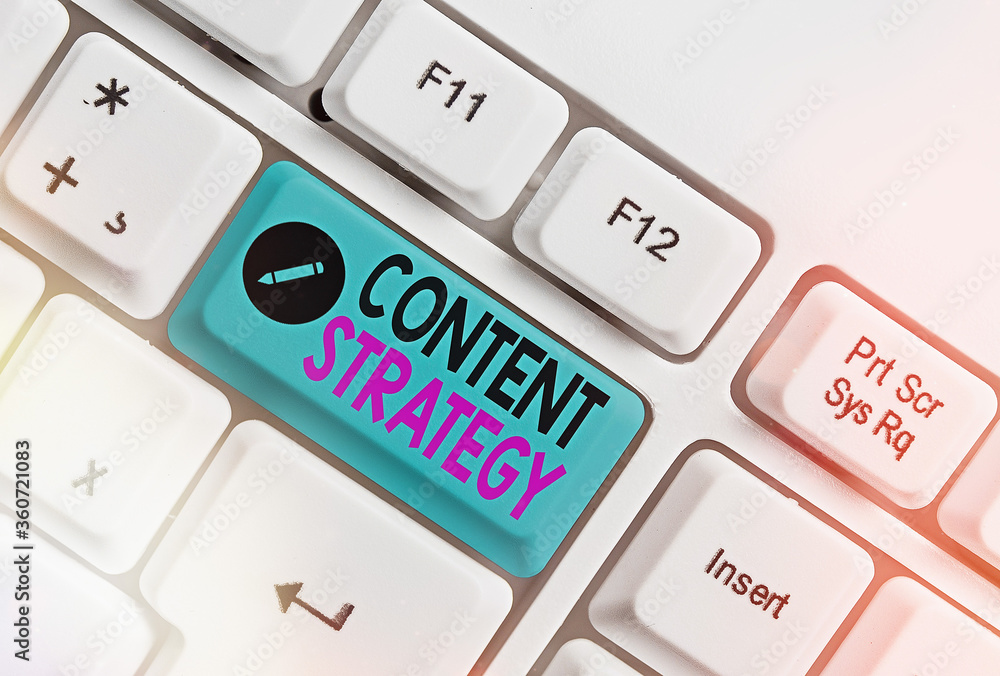 Poster conceptual hand writing showing content strategy. concept meaning important marketing approach distr
