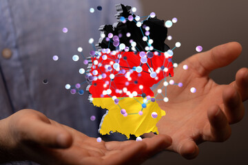 map of Germany. Wire frame 3D mesh