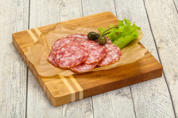 Spanish Salchichon sausage with salad
