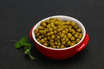 Canned Green peas in the bowl