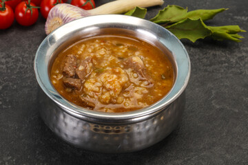 Caucasian Kharcho soup with beef meat