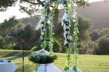 Wedding decoration with chairs and flowers