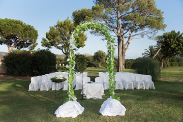 Wedding decoration with chairs and flowers