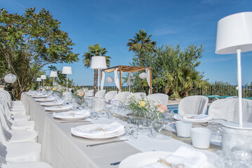 Wedding banquet decoration on a farm