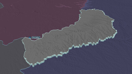 Misiones, Argentina - extruded with capital. Administrative