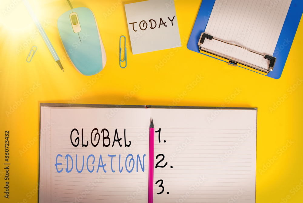 Poster word writing text global education. business photo showcasing interdisciplinary approach to learning