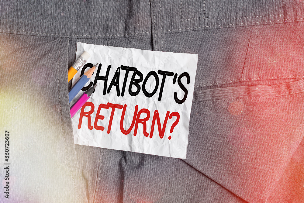 Poster text sign showing chatbot s is return question. business photo showcasing program that communicate u