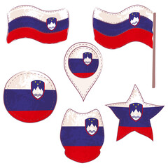 Flag of the Slovenia Performed in Defferent Shapes