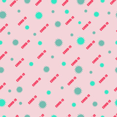 Covid-19 pattern in pink and green colors.