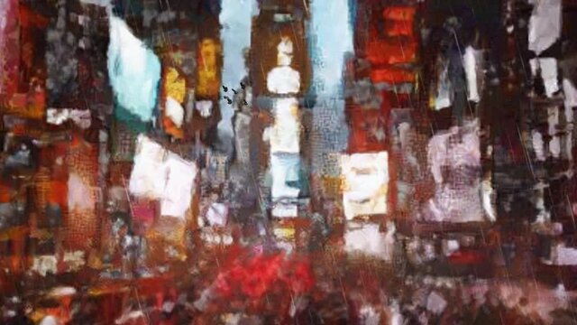 Times Square, New York. Abstracted moving crowd. High quality footage