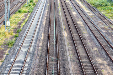 Fototapeta premium several tracks of german railway, view from above