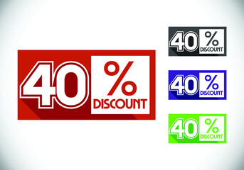 40% off discount promotion sale Brilliant poster. Sale and discount labels. Price off tag icon. special offer