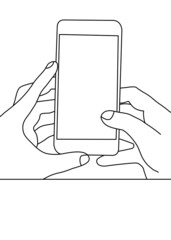 Drawing line, The hand is holding the phone