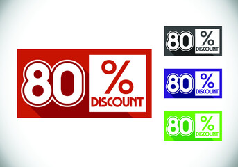 80% off discount promotion sale Brilliant poster. Sale and discount labels. Price off tag icon. special offer