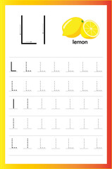 Alphabet A - Z. Writing practice. Tracing letter. Exercises for kids.