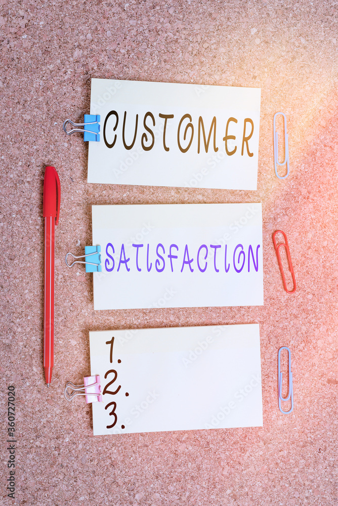 Poster word writing text customer satisfaction. business photo showcasing number of users whose experience 