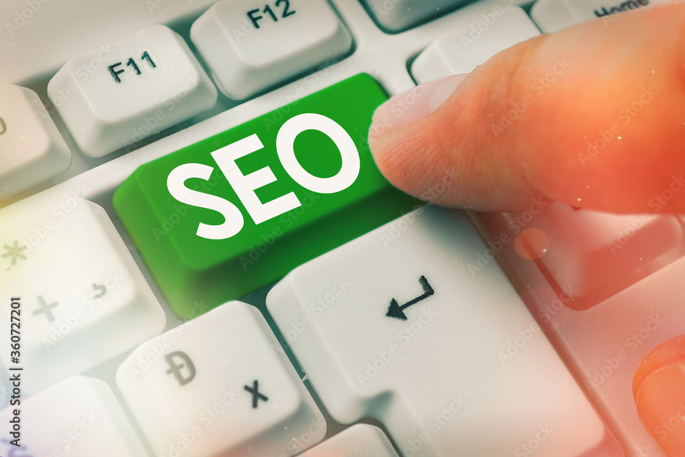 Poster text sign showing seo. business photo text search engine optimization increasing quality and quantit