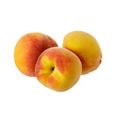 Sweet three peaches isolated on white background