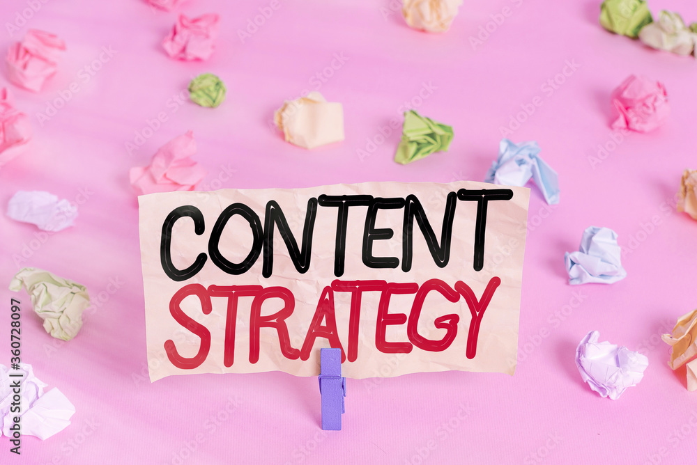 Poster writing note showing content strategy. business concept for important marketing approach distributed