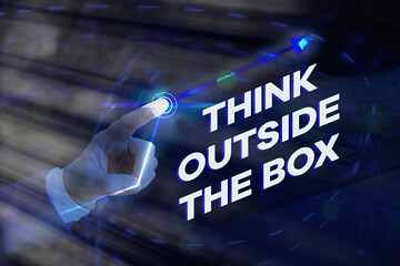 Conceptual hand writing showing Think Outside The Box. Concept meaning Learn to adopt new ideas and...