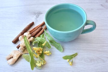 cup of green tea with cinnamon