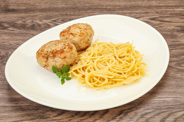 Spaghetti with homemade chicken cutlet