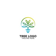 Leaf Bulb Bohlam Nature Logo Design